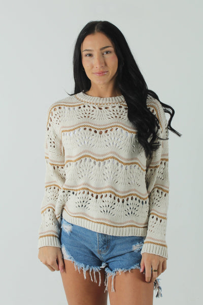 GRAGAT GEN-Women's Sarah Stripe Crochet Sweater