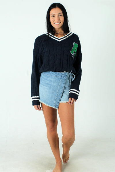 KLESIS GEN-Women's So Varsity Cable Knit Sweater