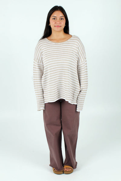 MIRACL GEN-Women's BEIGE/IVORY / XS/S Striped Lightweight Sweater