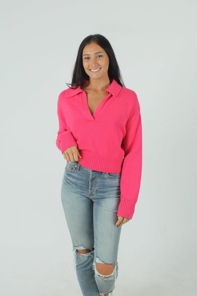 OLIVAC GEN-Women's FUCHSIA / S Roxy Collared Sweater