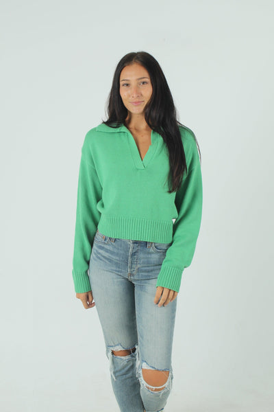 OLIVAC GEN-Women's GREEN / S Roxy Collared Sweater