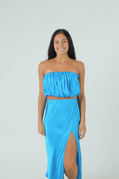 OLIVAC GEN-Women's VIVID BLUE / S Genessa Satin Bandeau Top