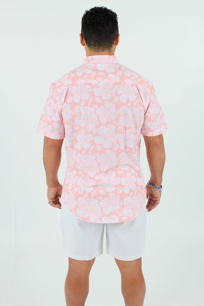 QSSS/ANCHBOY GEN-Men's Anchor Boys Pink Hibiscus Tech Button Front