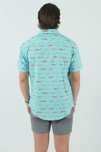 QSSS/ANCHBOY GEN-Men's Anchor Boys Sharks Tech Button Front