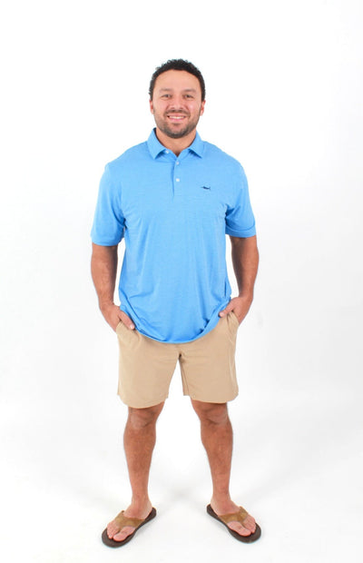 QSSS/ANCHBOY Mens BABY BLUE/NVY / S Anchor Boys Stripe Marlin Tech Polo