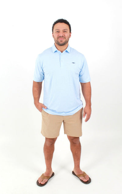 QSSS/ANCHBOY Mens BABY BLUE/WHT / S Anchor Boys Stripe Marlin Tech Polo