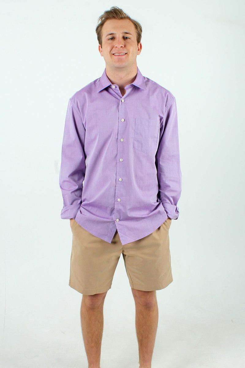 QSSS/ANCHBOY Mens LAVENDER / S Anchor Boys Long Sleeve Chambray Collar Shirt