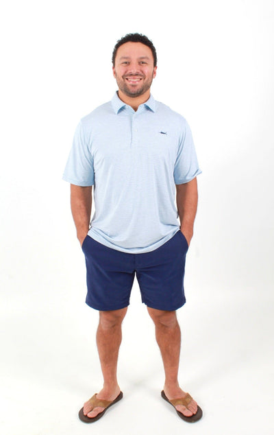 QSSS/ANCHBOY Mens MALIBU BL/WHT / S Anchor Boys Stripe Marlin Tech Polo