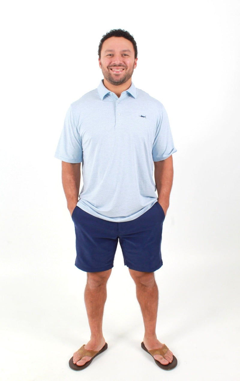 QSSS/ANCHBOY Mens MALIBU BL/WHT / S Anchor Boys Stripe Marlin Tech Polo