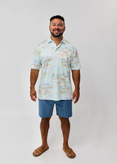 QSSS/ANCHBOY GEN-Men's MULTI / S Anchor Boys Hawaiian Scene Tech Polo