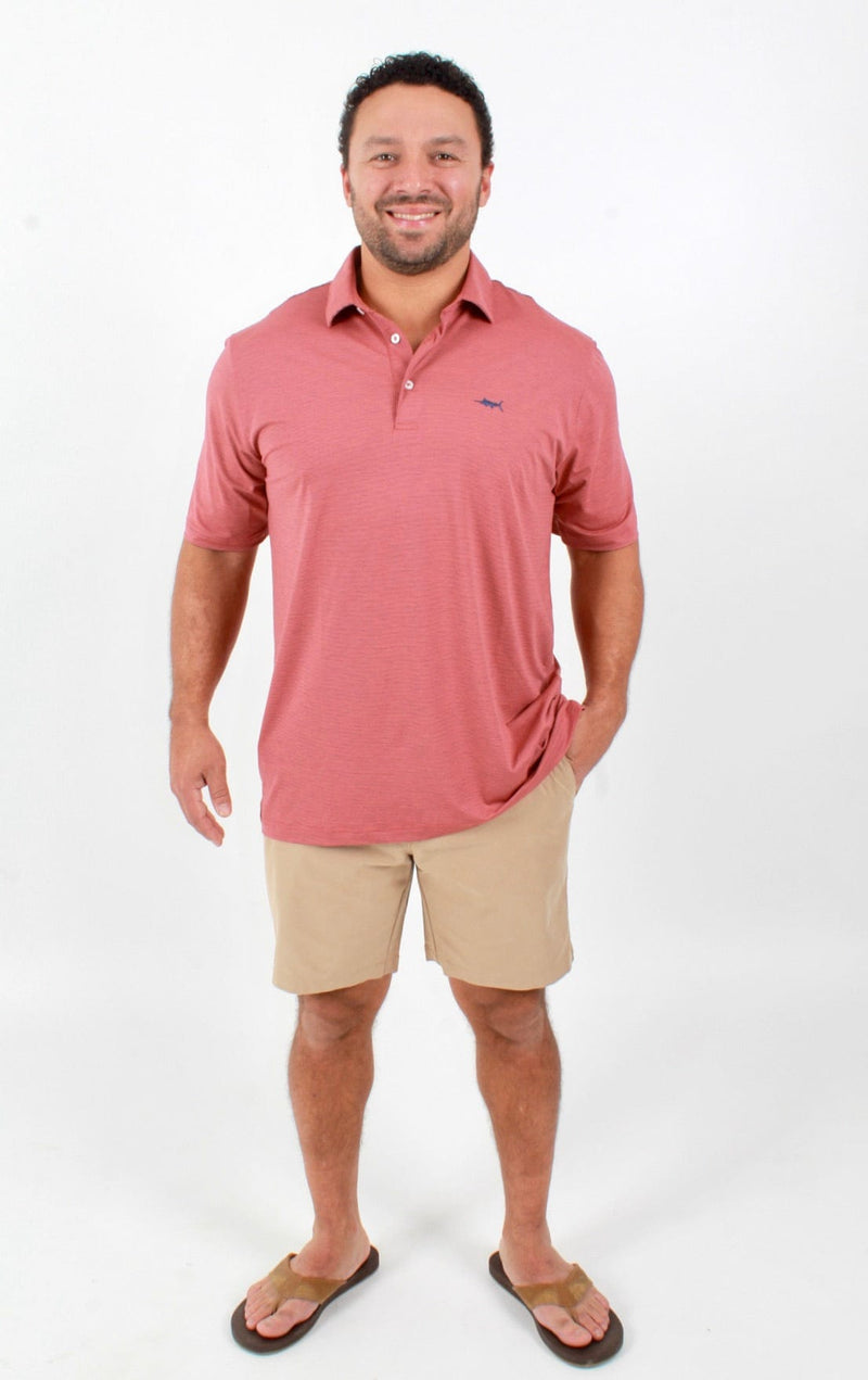 QSSS/ANCHBOY Mens NANT RED/NAVY / S Anchor Boys Stripe Marlin Tech Polo