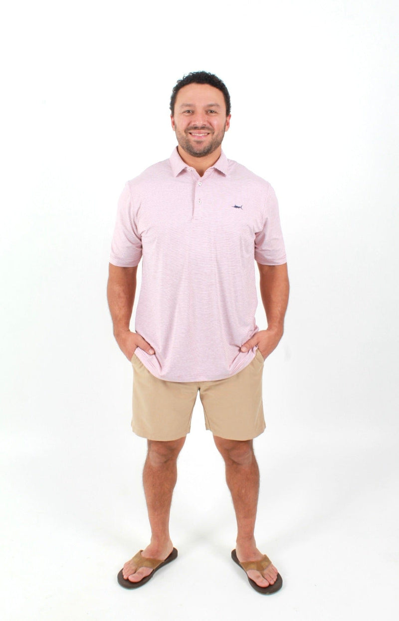 QSSS/ANCHBOY Mens NANT RED/WHT / S Anchor Boys Stripe Marlin Tech Polo