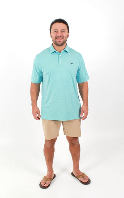 QSSS/ANCHBOY Mens SEAFOAM/NAVY / S Anchor Boys Stripe Marlin Tech Polo