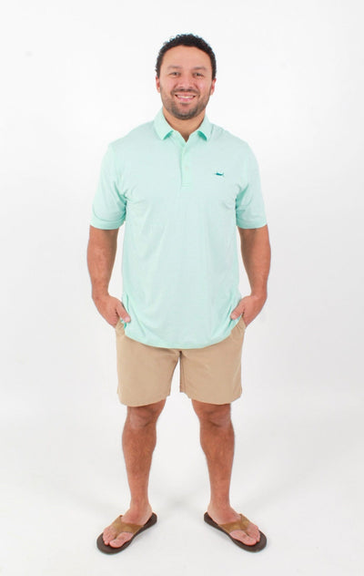 QSSS/ANCHBOY Mens SEAFOAM/WHT / S Anchor Boys Stripe Marlin Tech Polo