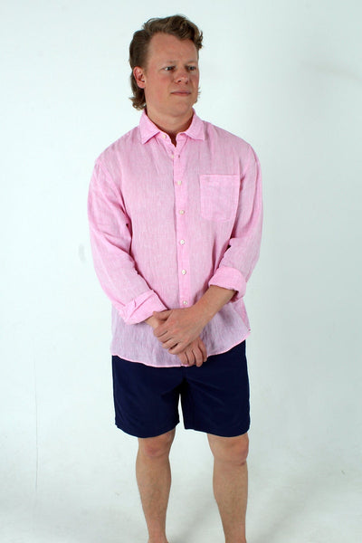 QSSS/ANCHBOY GEN-Men's SOFT PINK / S Anchor Boys Linen Long Sleeve Shirt