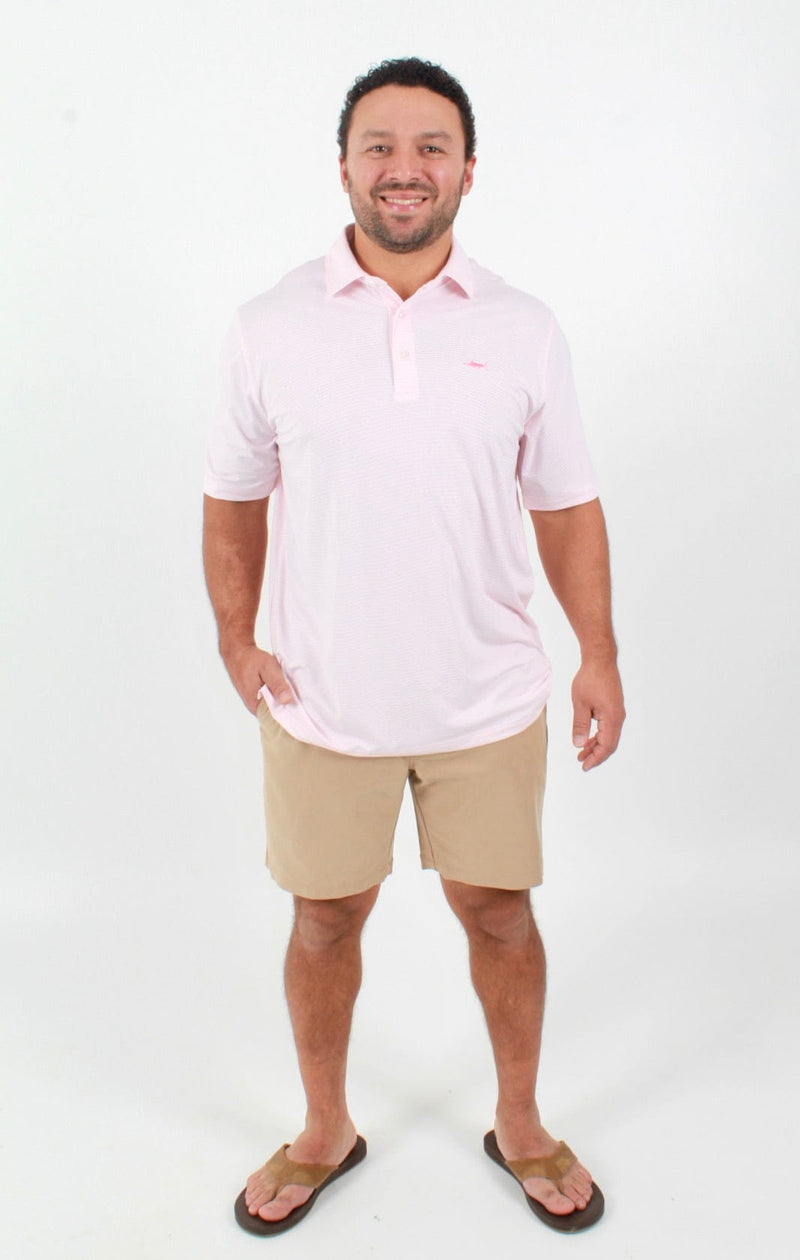 QSSS/ANCHBOY Mens SOFT PINK/WHT / S Anchor Boys Stripe Marlin Tech Polo