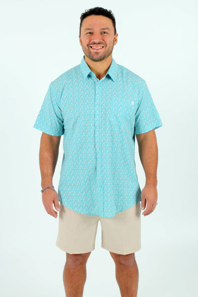 QSSS/ANCHBOY GEN-Men's TEAL / S Anchor Boys Teal Boho Tech Button Front