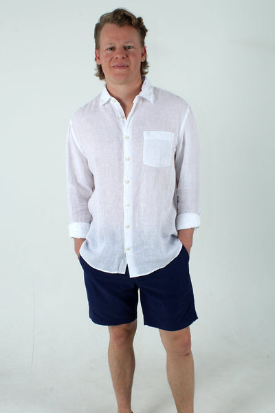 QSSS/ANCHBOY GEN-Men's WHITE / S Anchor Boys Linen Long Sleeve Shirt