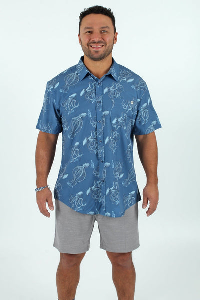 QSSS/EASYPROMO GEN-Men's BLUE / S Quiet Storm Octo Tech Button Up