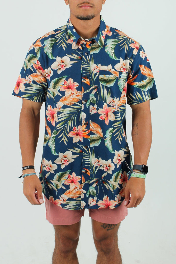 ★UMBRO★ Tropical Oasis Paradise Fresh Short Sleeve T-Shirt Tropical Ocean Beach Theme Men's Graphic T Shirts Short