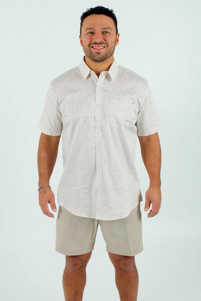 QSSS/EASYPROMO GEN-Men's NATURAL / S Quiet Storm Tropical Leaves Button Up