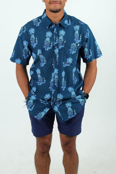 QSSS/FRATDADDY GEN-Men's BLUE / S Frat Daddy Freaky Tiki Short Sleeve Woven