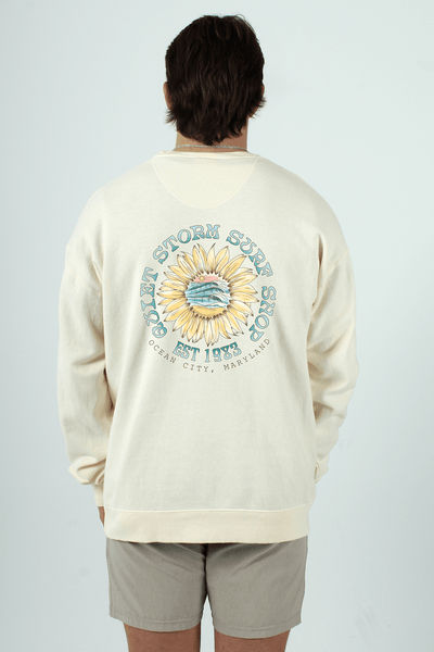 QSSS/GD Unisex IVORY / S Sunflower Wave Crew Fleece