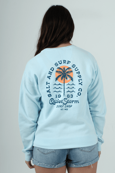 QSSS/GD Unisex SOOTHING BLUE / S Arched Palm Crewneck Fleece