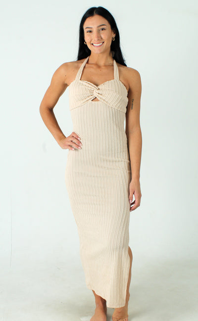 QSSS/ILLA GEN-Women's OATMEAL / S Frankie Knit Twist Maxi Dress