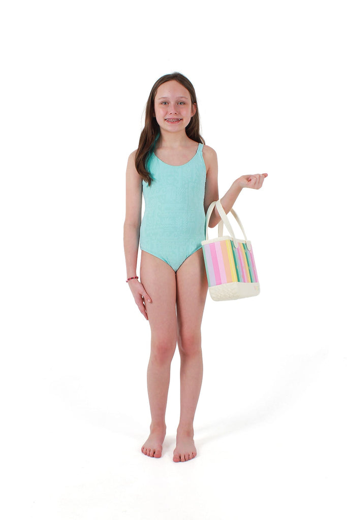 Girls' Aqua Surf Jacquard One Piece – Quiet Storm Surf Shop