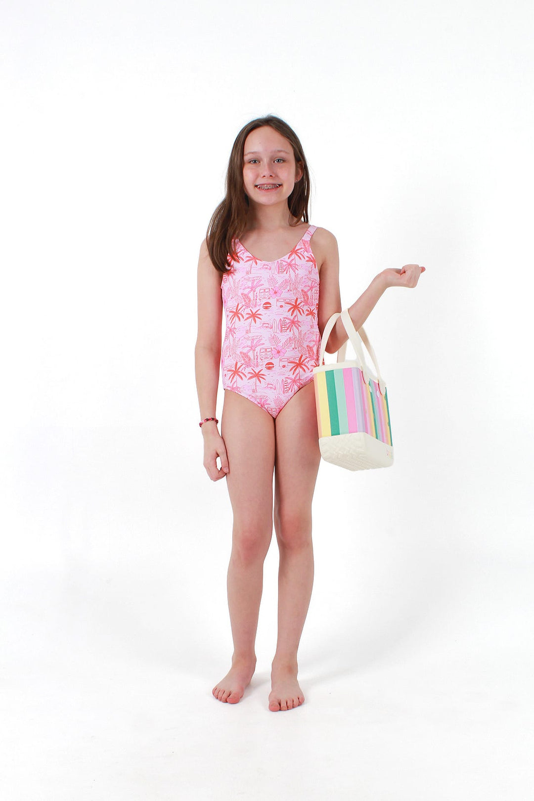 Acka. 〔Kids〕sheer over one-piece Girls' Pink/Orange Scenic One Piece – Quiet Storm Surf Shop