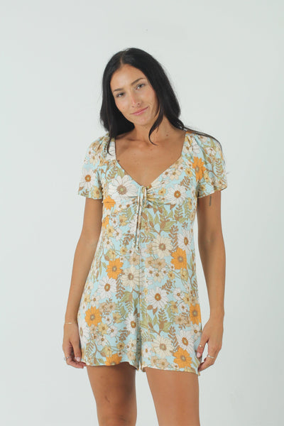 QSSS/PAPMOO GEN-Women's MINT FLORAL / XS Sunny Day Ruched Romper