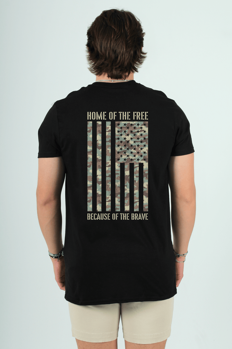 QSSS/PP Unisex BLACK / S Home of the Free Camo Short Sleeve Tee