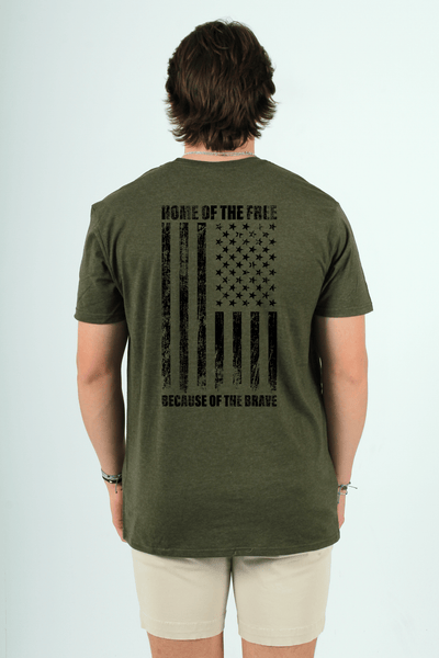 QSSS/PP Unisex MIL GREEN HTHR / S Home of the Free Short Sleeve Tee