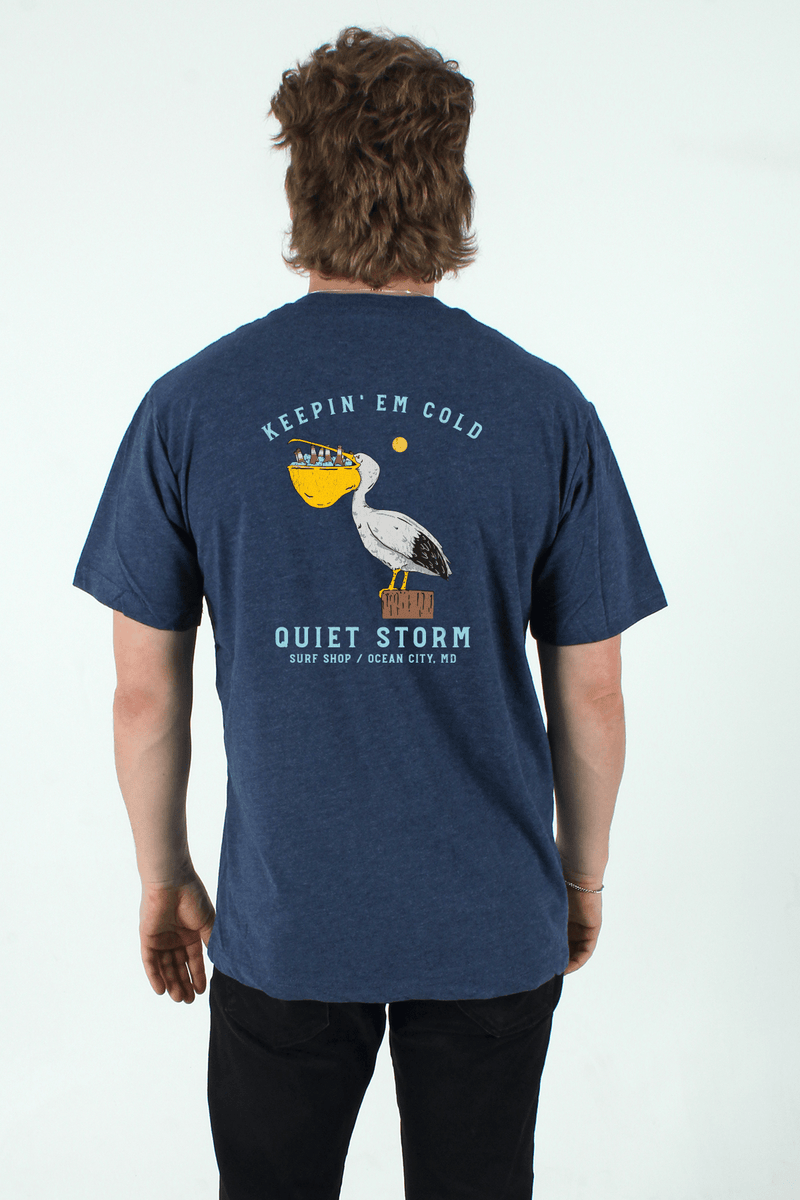 QSSS/PP Unisex NAVY HTHR / S Pelican Beers Short Sleeve Tee