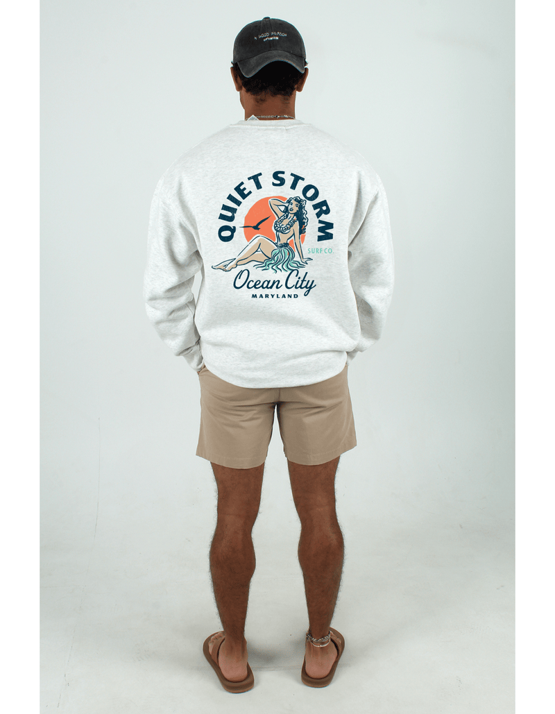 QSSS/PP Unisex OATMEAL / S Hula Girl Crew Fleece