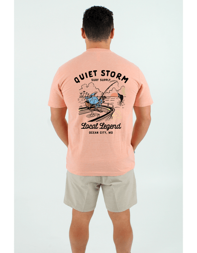 QSSS/PP Unisex PEACH HTHR / S Crab Boat Short Sleeve Tee