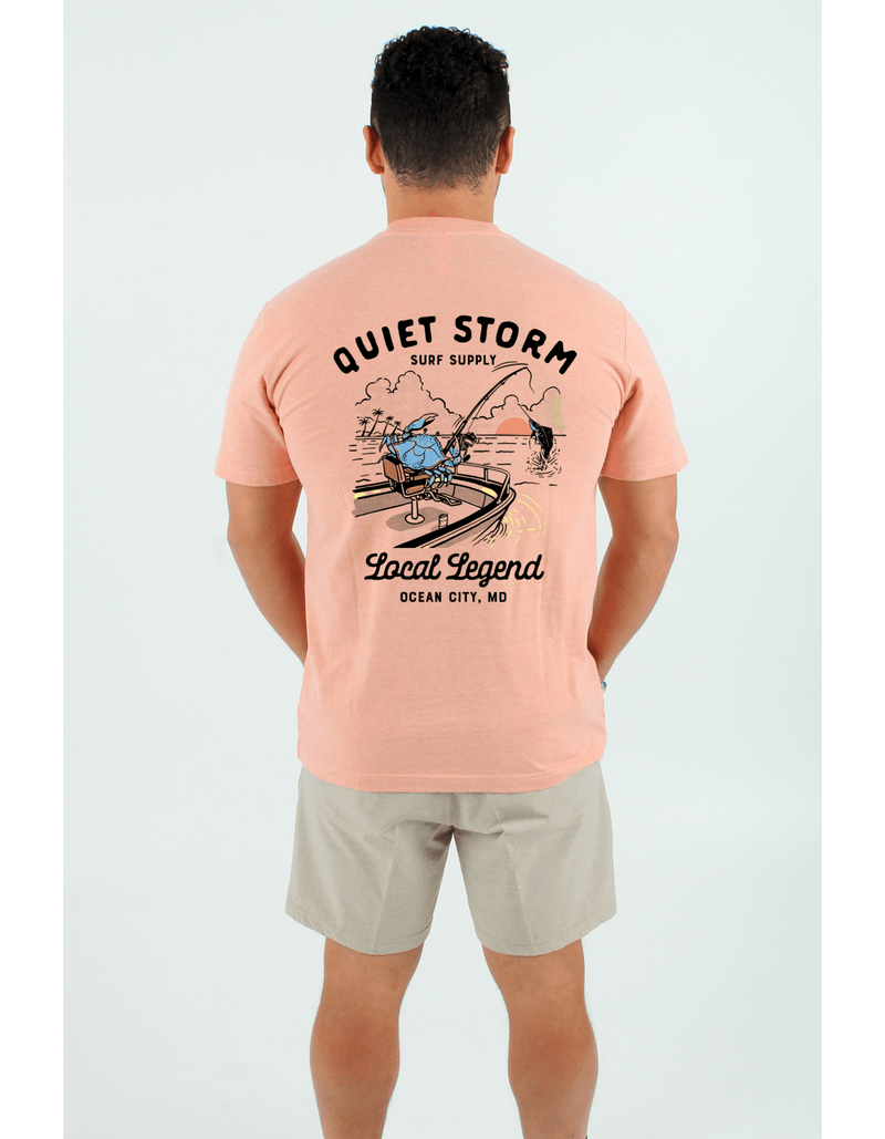 QSSS/PP Unisex PEACH HTHR / S Crab Boat Short Sleeve Tee