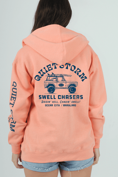 QSSS/PP Unisex PEACHY HTHR / S Swell Chasers Full Zip Hoodie