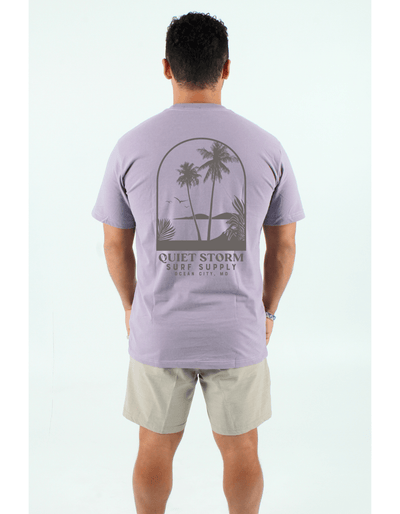 QSSS/PP Unisex PURPLE HTHR / S Palm Window Short Sleeve Tee