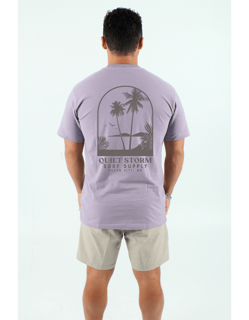 QSSS/PP Unisex PURPLE HTHR / S Palm Window Short Sleeve Tee