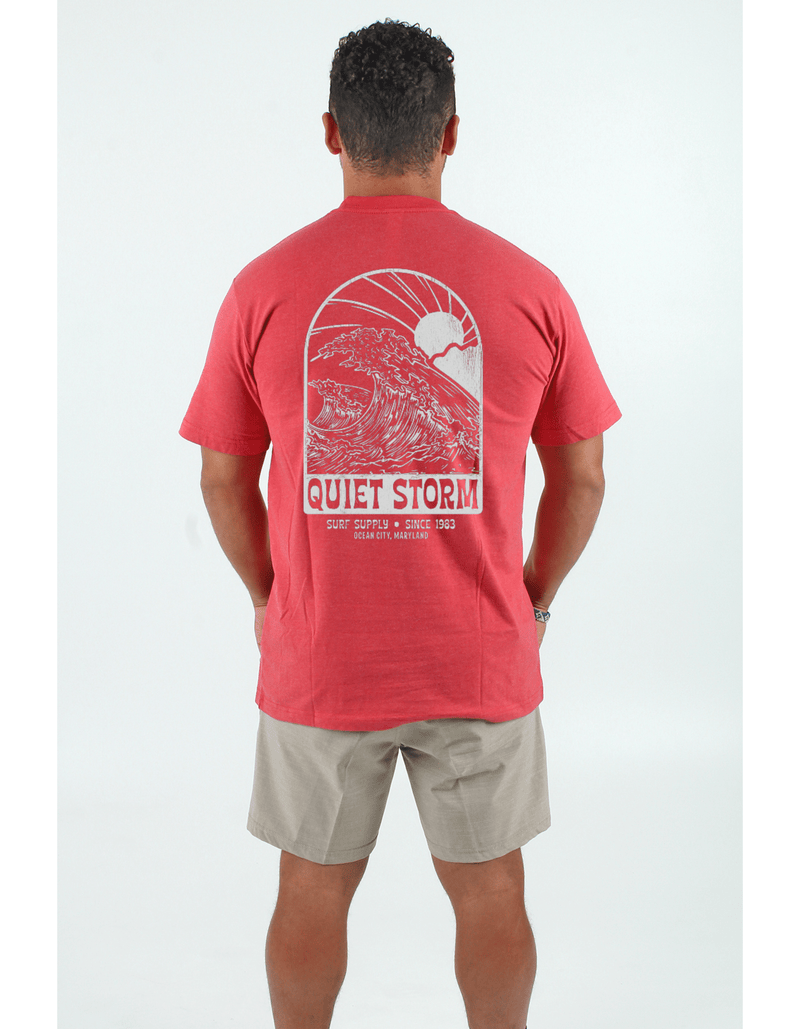 QSSS/PP Unisex RED HTHR / S Dark Tidal Wave Short Sleeve Tee