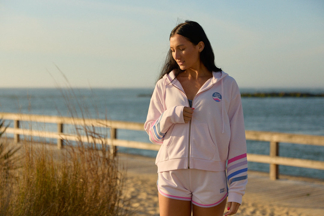 Multi-Color Stripe Detail Full Zip Hoodie – Quiet Storm Surf