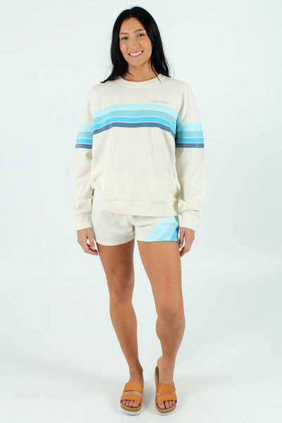 QSSS/REFLEX GEN-Women's PAPYRUS / XS Striped Pullover Crewneck Fleece