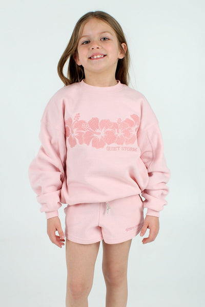 QSSS/REFLEX Kids PINKESQUE / XS Girls' Hibiscus Embroidered Fleece Short