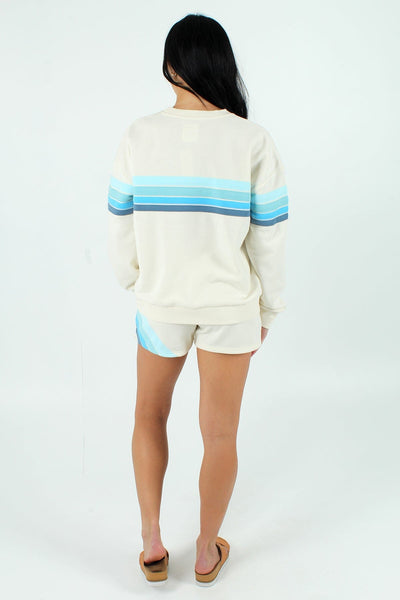 QSSS/REFLEX GEN-Women's Striped Pullover Crewneck Fleece