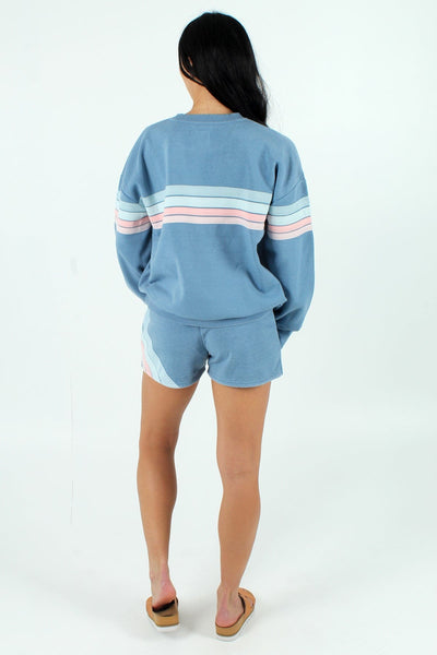 QSSS/REFLEX GEN-Women's Striped Pullover Crewneck Fleece