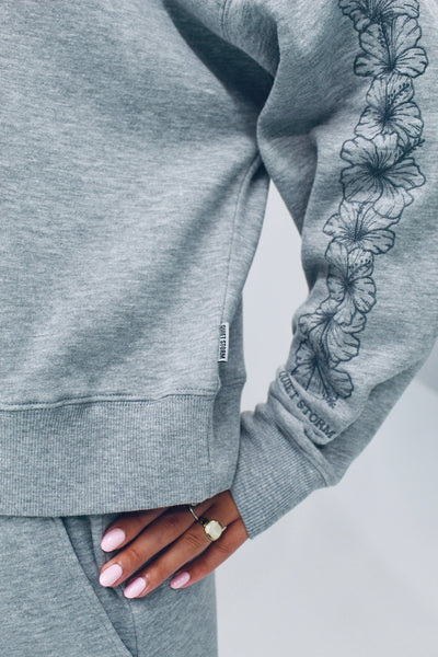 QSSS/REFLEX GEN-Women's Women's Hibiscus Embroidered Sleeve Hoodie