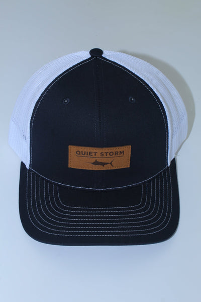 QSSS/RICHARDSON GEN-Men's NAVY/WHITE / OS Leather Marlin Patch Trucker Hat