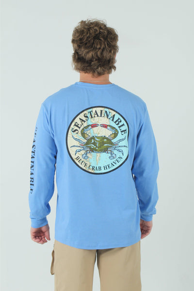 QSSS/SEASTA Unisex H COSMIC BLUE / XS Seastainable Blue Crab Long Sleeve Pocket Tee